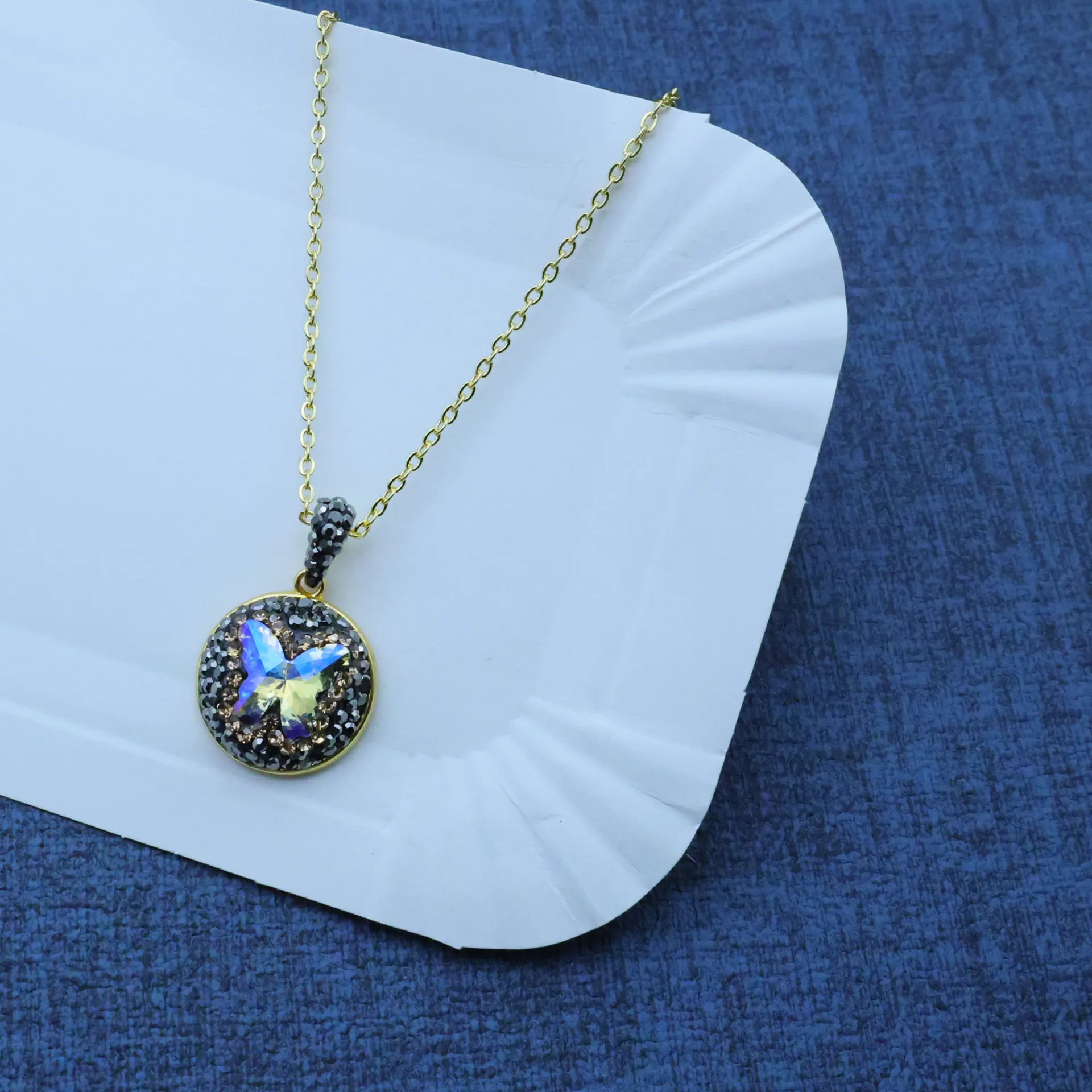 DIY accessories Original Internet celebrity new high-end light luxury black glass crystal handmade design three-piece jewelry