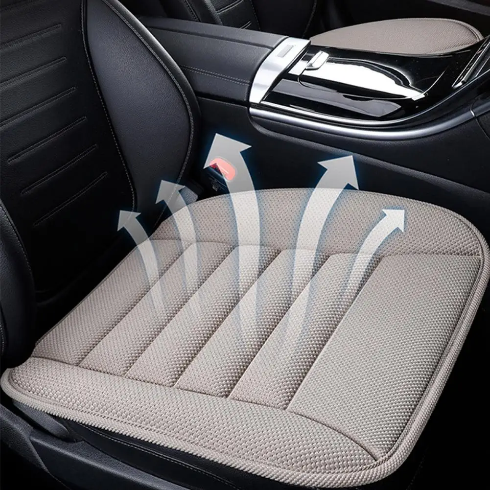 Breathable Cotton Linen Car Seat Cushion – Summer Cooling 4-Season Universal Comfort Pad