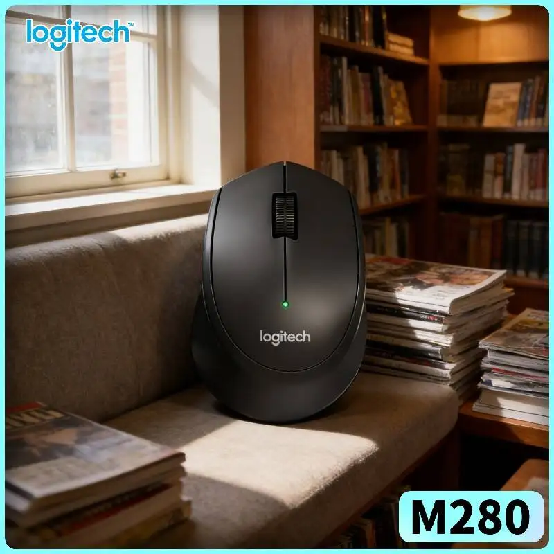 Logitech M280 Ergonomic Wireless Mouse Low-Noise Tap Buttons 10m Stable Link 18-Month Battery Quick Start for Home Desktop