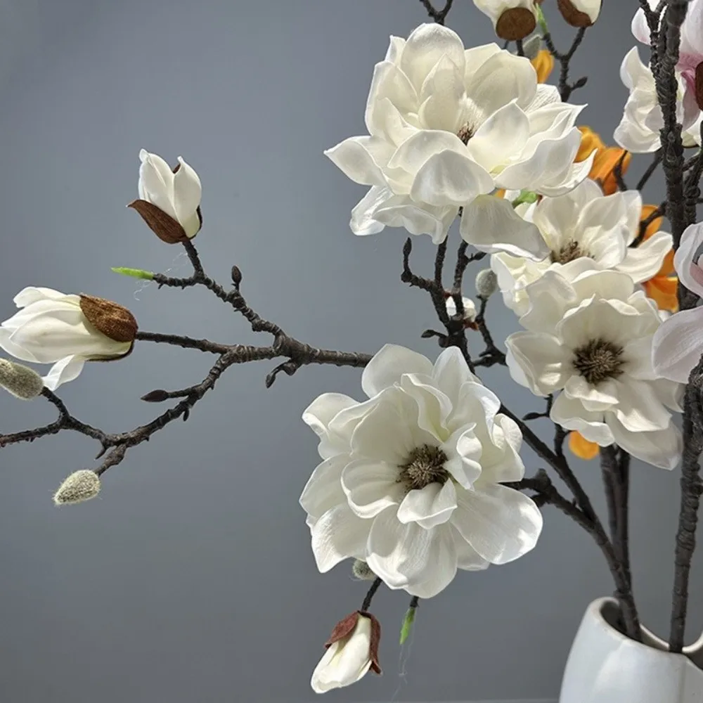 

Real Touch Artificial Magnolia Branch Handmade Realistic Artificial Orchid Flowers EVA Fake Flower Wedding Party Decor