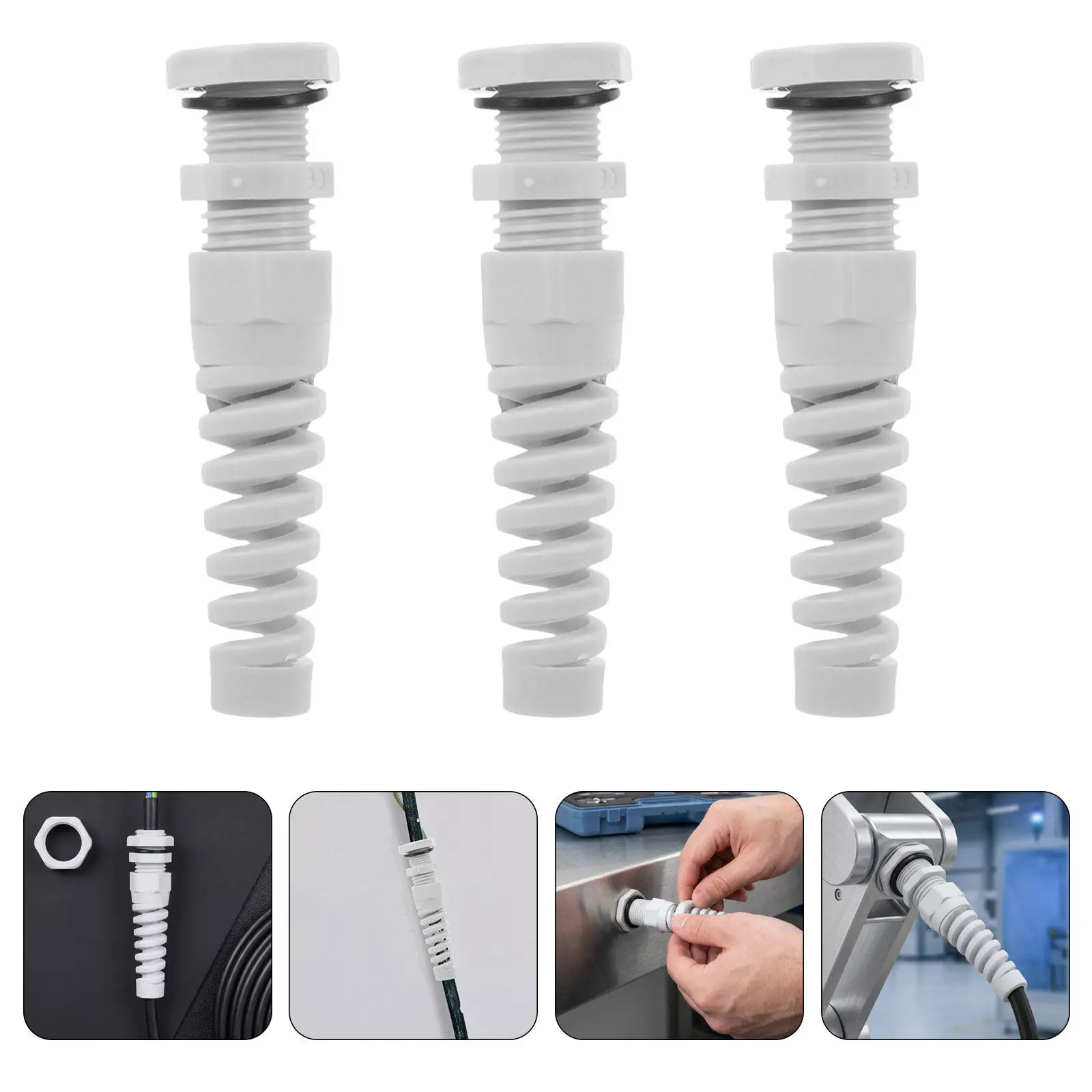 20Pcs Waterproof Cable Gland Nylon Adjustable Strain Relief Joint White for 3-6.5mm Wire Thread Anti Bending Cord Protector