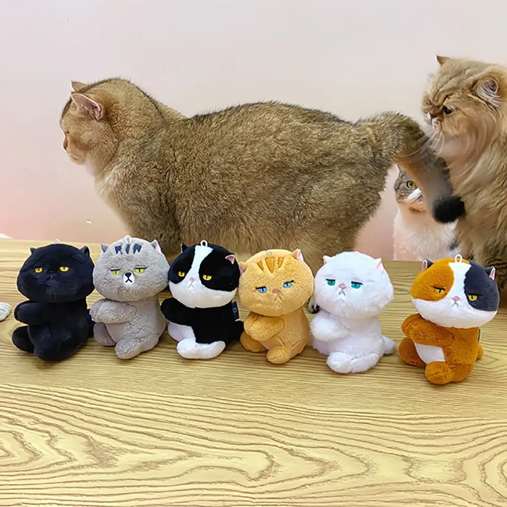 カワイイ猫ぬいぐるみキーホルダー、漫画人形キーホルダー、バックパックペンダント、ポータブルキーリング