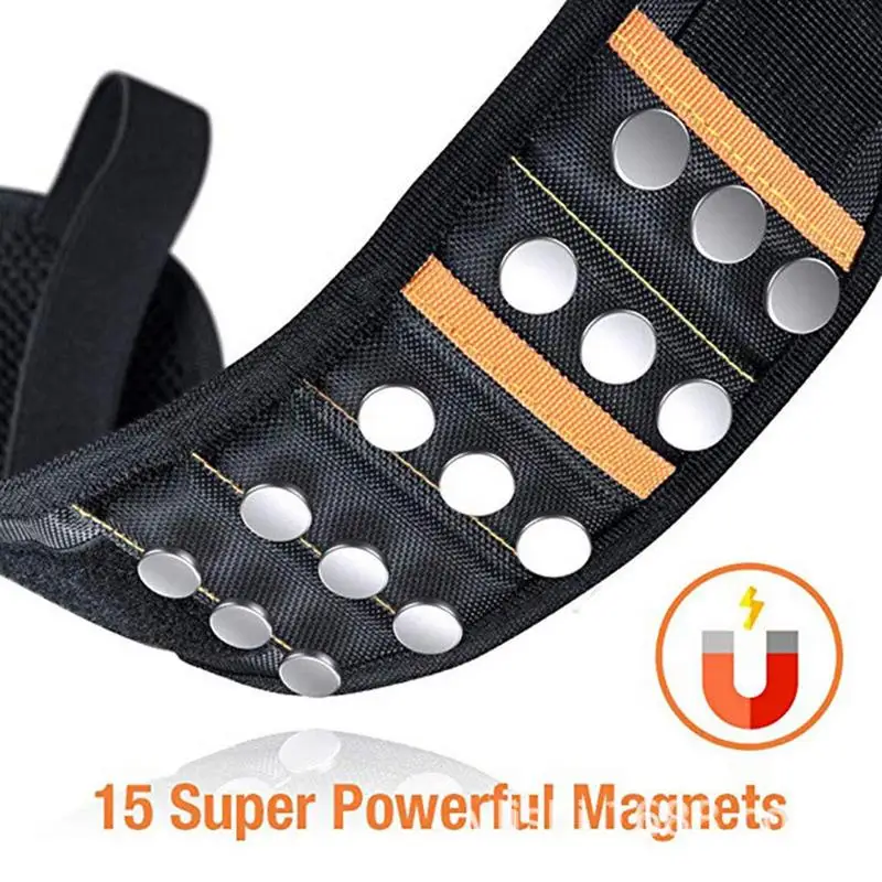 10/15/20 Magnetic Wristband Tool Bag with Pockets Strong Magnet Screws Wrench Drill Nails Hand Tools Holder Storage Organizer