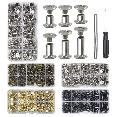 110 juegos de tornillos, remaches de cuero, encuadernación para decorar y reparar, cinturón artesanal de cuero, bolso, zapatos, bolso, encuadernación (M5*4,5,6,8,10,12)
