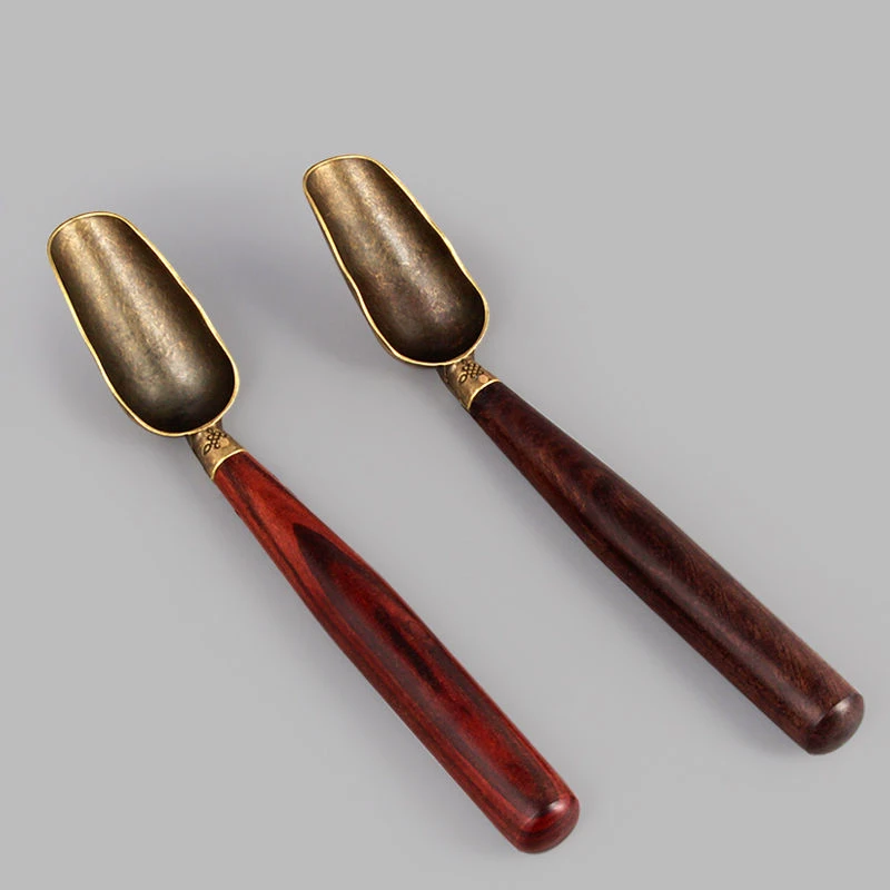 Retro Metal Tea Spoon, Stainless Steel, Ebony Rosewood Teaspoon Tea Set, Bamboo Tea Shovel, Ceremony Accessories Tool