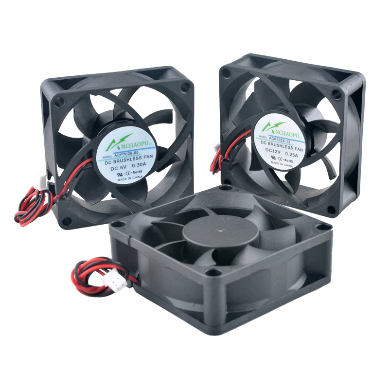 70mm Axial Flow Cooling Fan ACP7025 DC5V/12V/24V 70x70x25mm for Servers Power Supplies Frequency Converters High Speed Durable