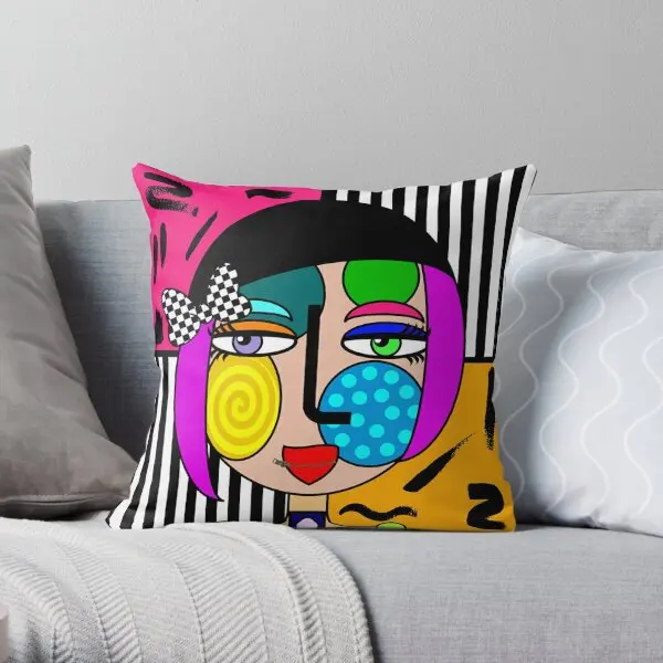 Funky Abstract Style Art Girl With Hat A  Printing Throw Pillow Cover Car Wedding Bed Comfort Case Pillows not include One Side