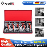 Podofo 131Pcs Thread Repair Kit M5 M6 M8 M10 M12 Screw Thread Insert For Restoring Damaged Threads Repair Tools with Storage Box