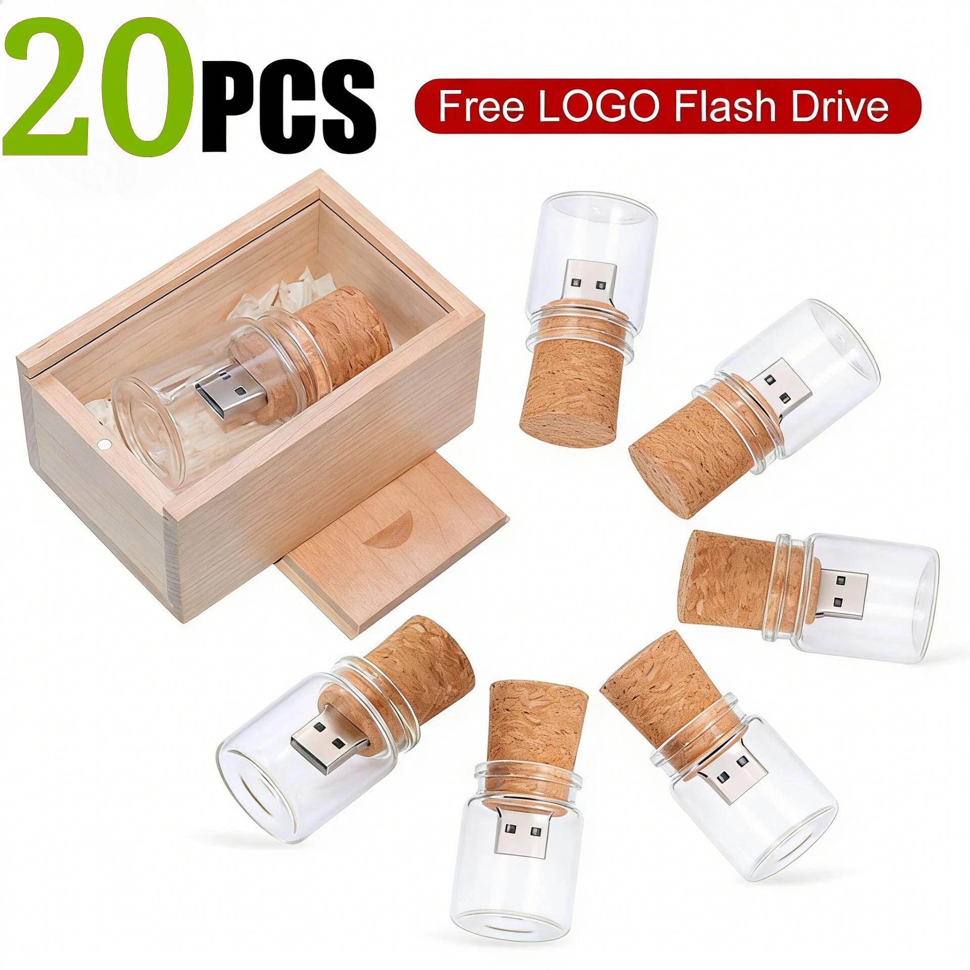 

20 шт. USB-флешки в форме бутылки, 128 ГБ, деревянные, прозрачные, 64 ГБ, суперминиатюрные флешки, 32 ГБ, большой емкости