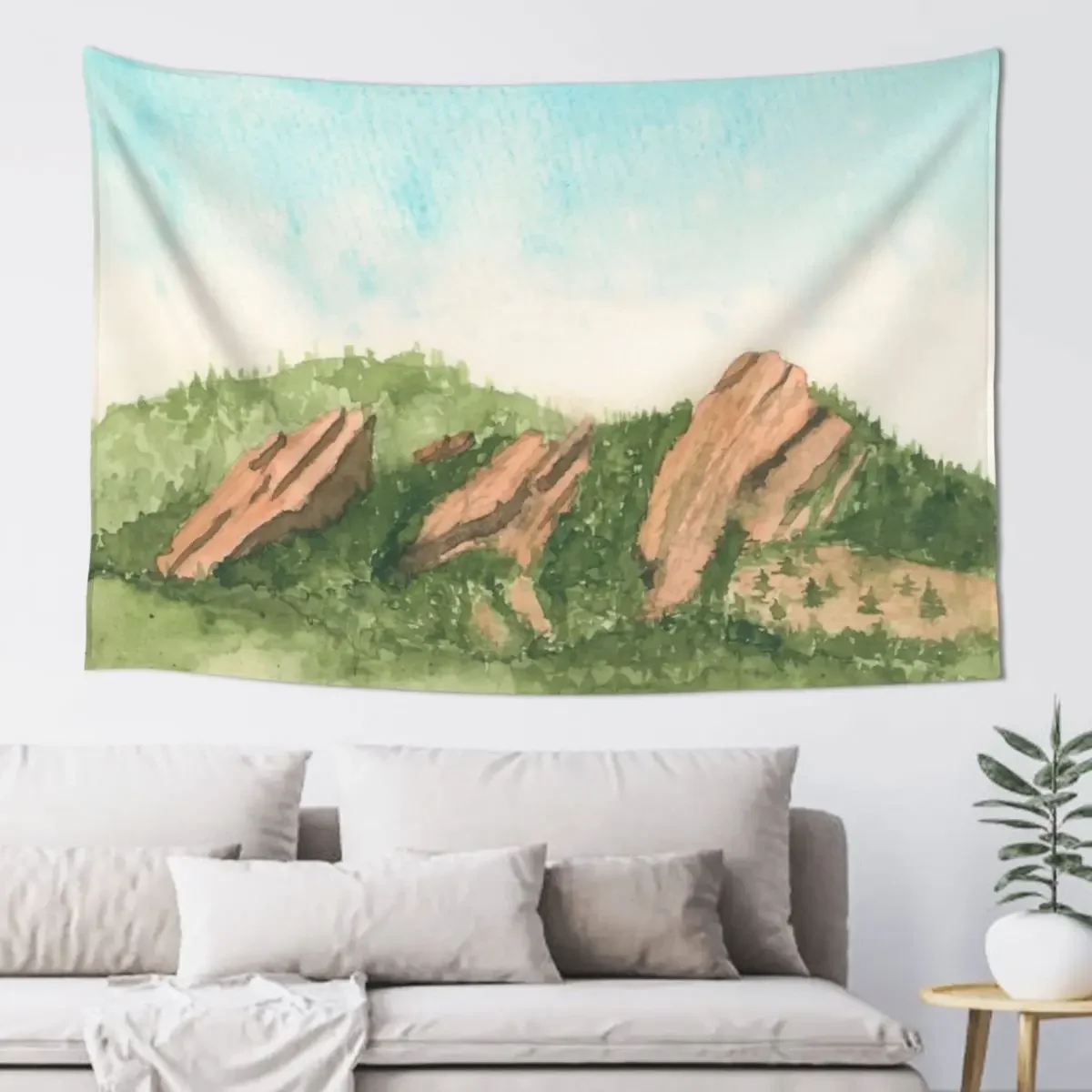 Flatirons Watercolor Tapestry Wallpapers Home Decor Korean Room Decor Bedroom Decor Kawaii Room Tapestry