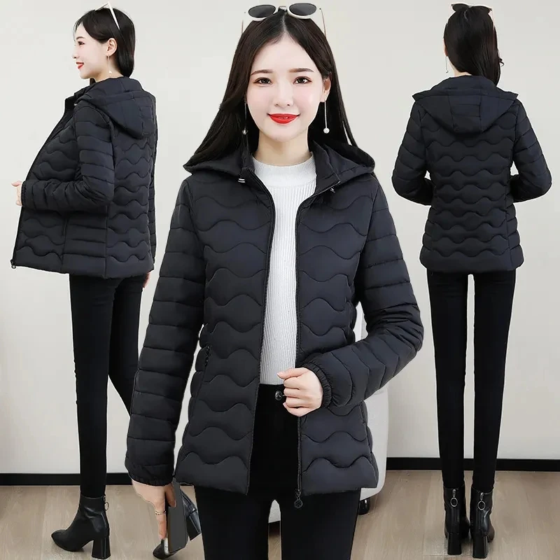 Winter Women Parkas Comfort Casual Jacket Fashiona Hooded Cotton Coat for Female Slim Fit Warm Outerwear Mother\'s Short Overcoat