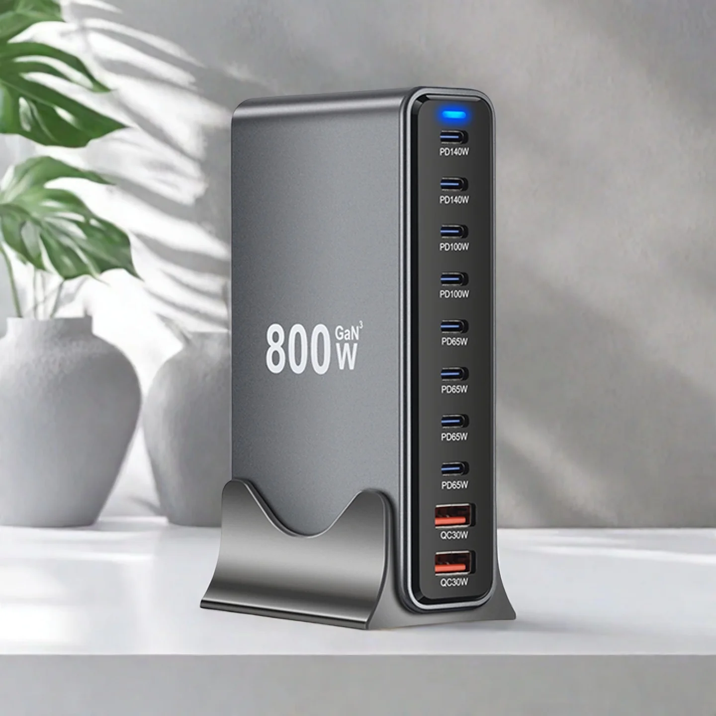 New 800W GaN Fast Charger PD3.1 PPS 10 Ports USB C Type C  Fast Charging Station Adapters for iPhone 16 15 Samsung Xiaomi Huawei