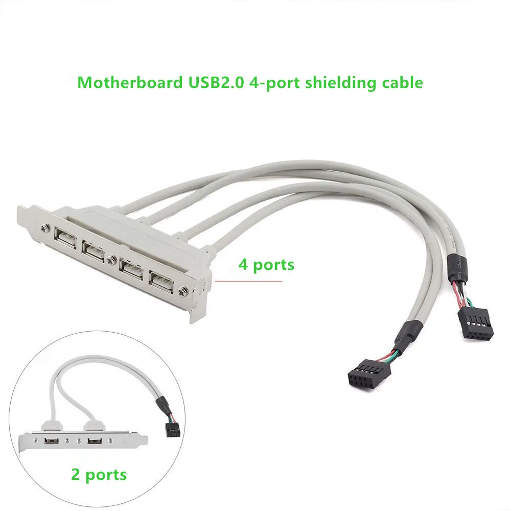USB 2.0 External Bracket Expansion Cable, Motherboard USB Bracket Cable for the Back of the Chassis, 2 Port, 4 Port