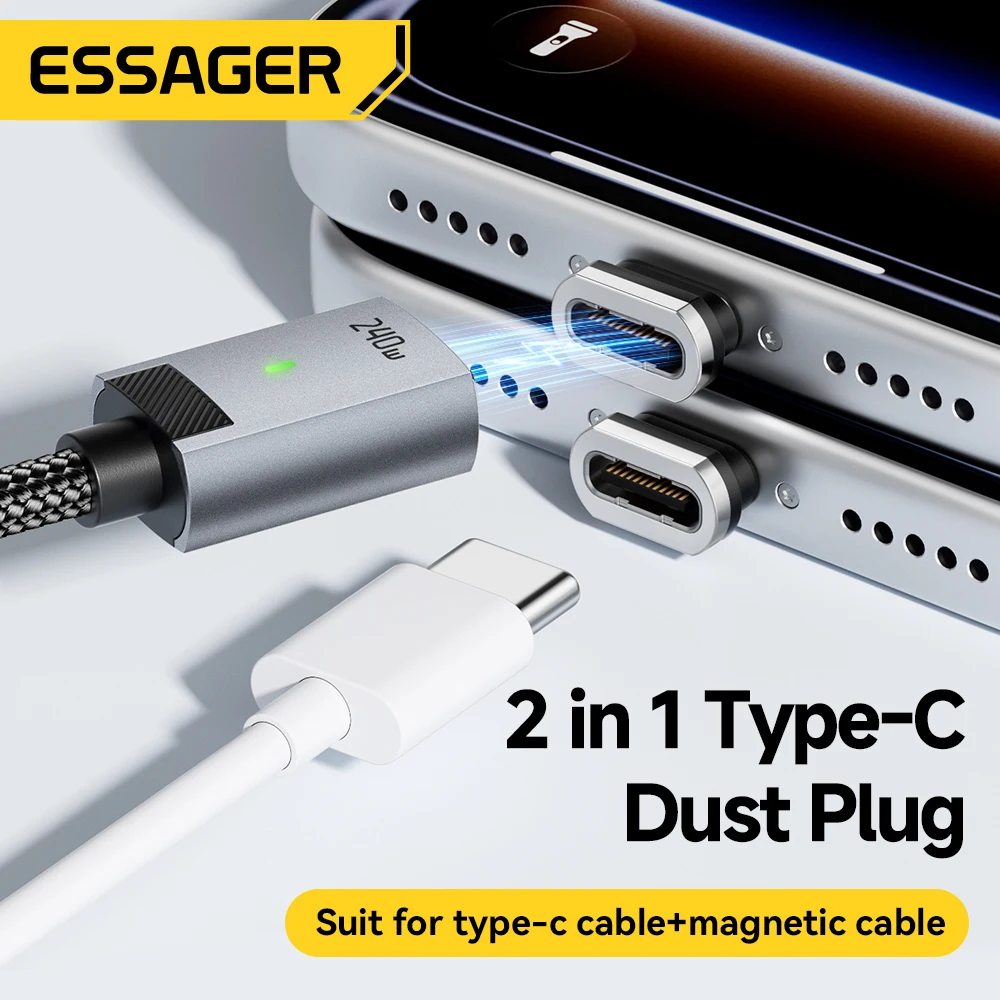 Essager 240W Magnetic Data Line USB C To USB C Cable PD 5A Fast Charging Data Cord For iPhone  Macbook Pro Xiaomi Huawei Samsung