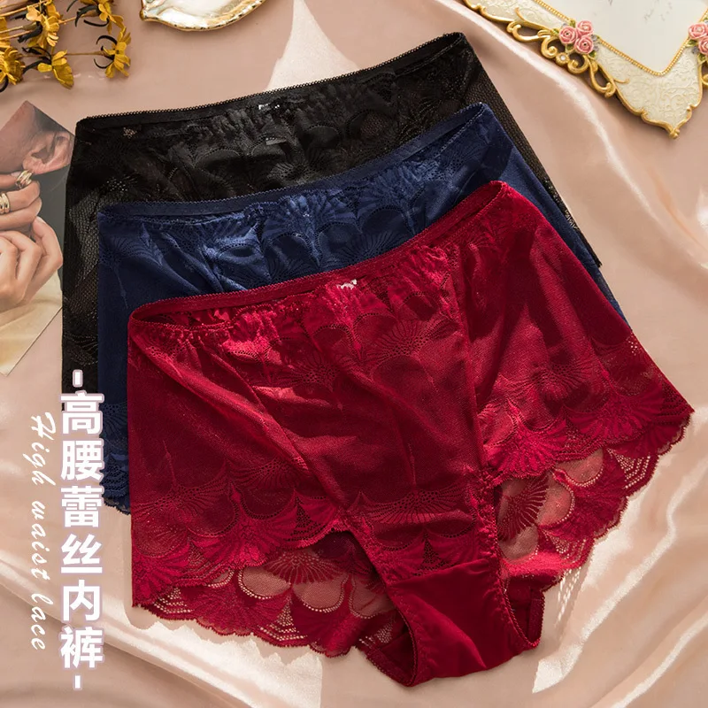 ارتفاع الخصر النمط الفرنسي سراويل الدانتيل الناعمة للنساء، حجم كبير سلس مثير الورك رفع البطن التحكم تنفس المضادة للبكتيريا Wom #4