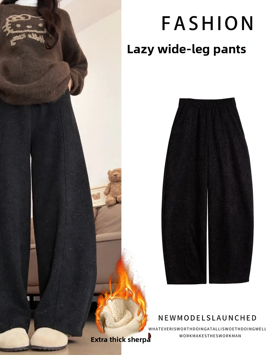 Bla Wijde Pijpen Broek Dames 2025, Nieuwe Initial Winter Fce Thiened Bent Knife Klein Formaat Banaan Sportbroek Casual Hoge W...