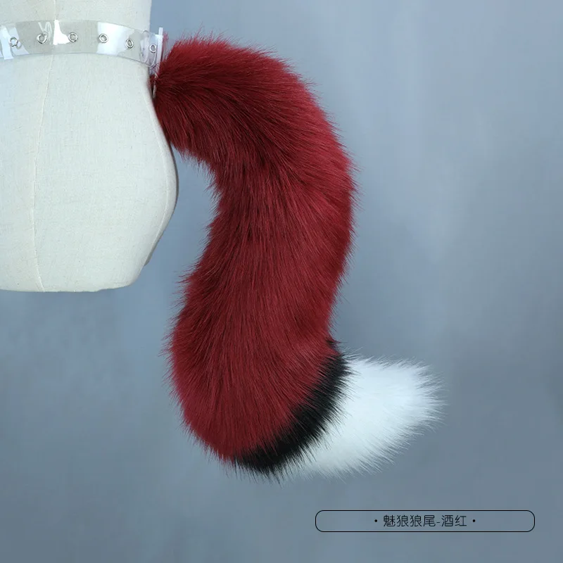 Wolf Tail ตุ๊กตา Handmade Faux ขนสัตว์ Wolf Tail ชุดคอสเพลย์ผู้หญิง Props Kawaii Lolita JK สาวฮาโลวีนเล่นบทบาทอุปกรณ์เสริม