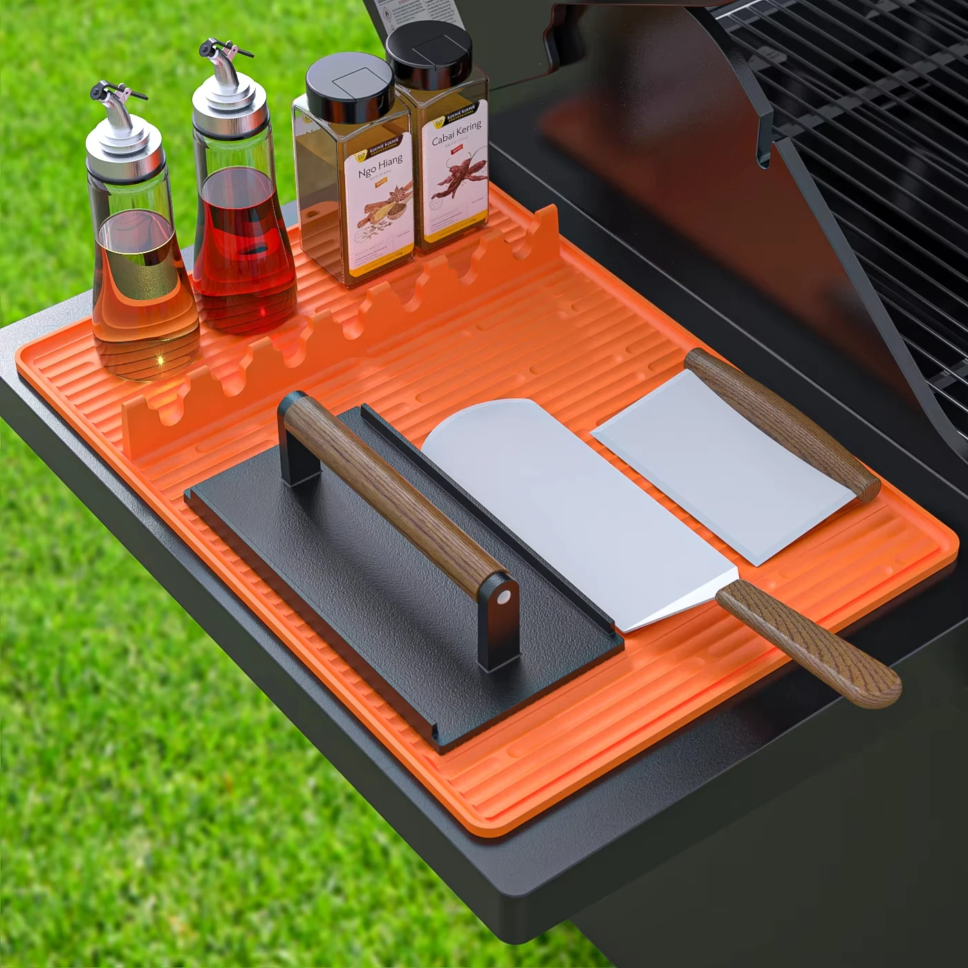 Grill Seite Regal Matte Silikon Bratpfanne Werkzeug Matte mit Anti-Slip Grill Halter Pad Hitzebeständige BBQ Utensil Matte küche Werkzeug