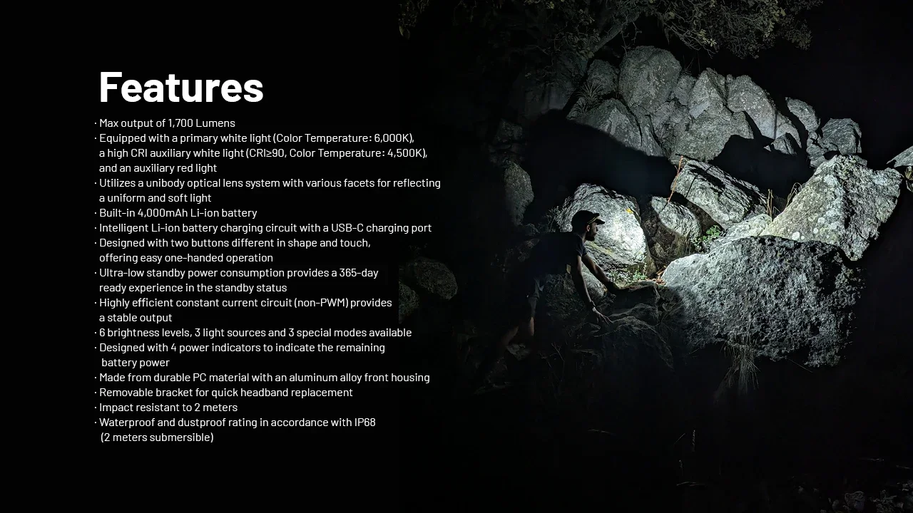NITECORE NU45 1700Lumens LED 8 x NiteLab UHE LEDs Beam color White Light, Red Light Rechargeable HeadLamp Hiking/Trekking,