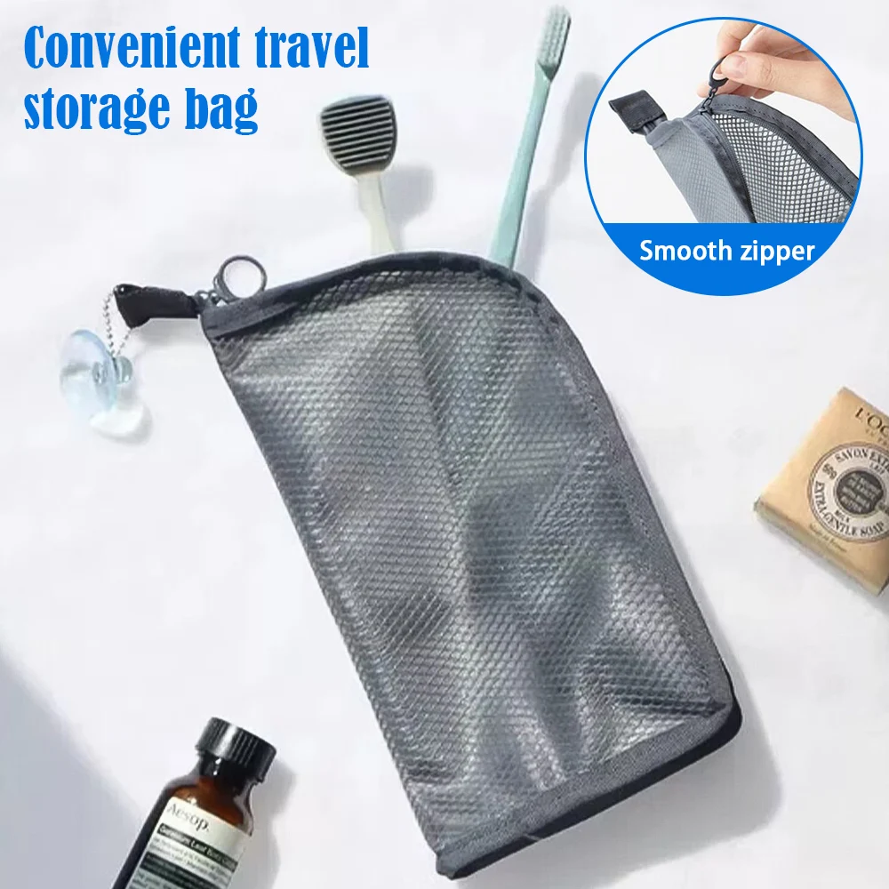 Women's Waterproof Foldable Mesh Toiletry Bag Set Portable Stand-Up Travel Organizer Cosmetic Pouch Bathroom Accessories