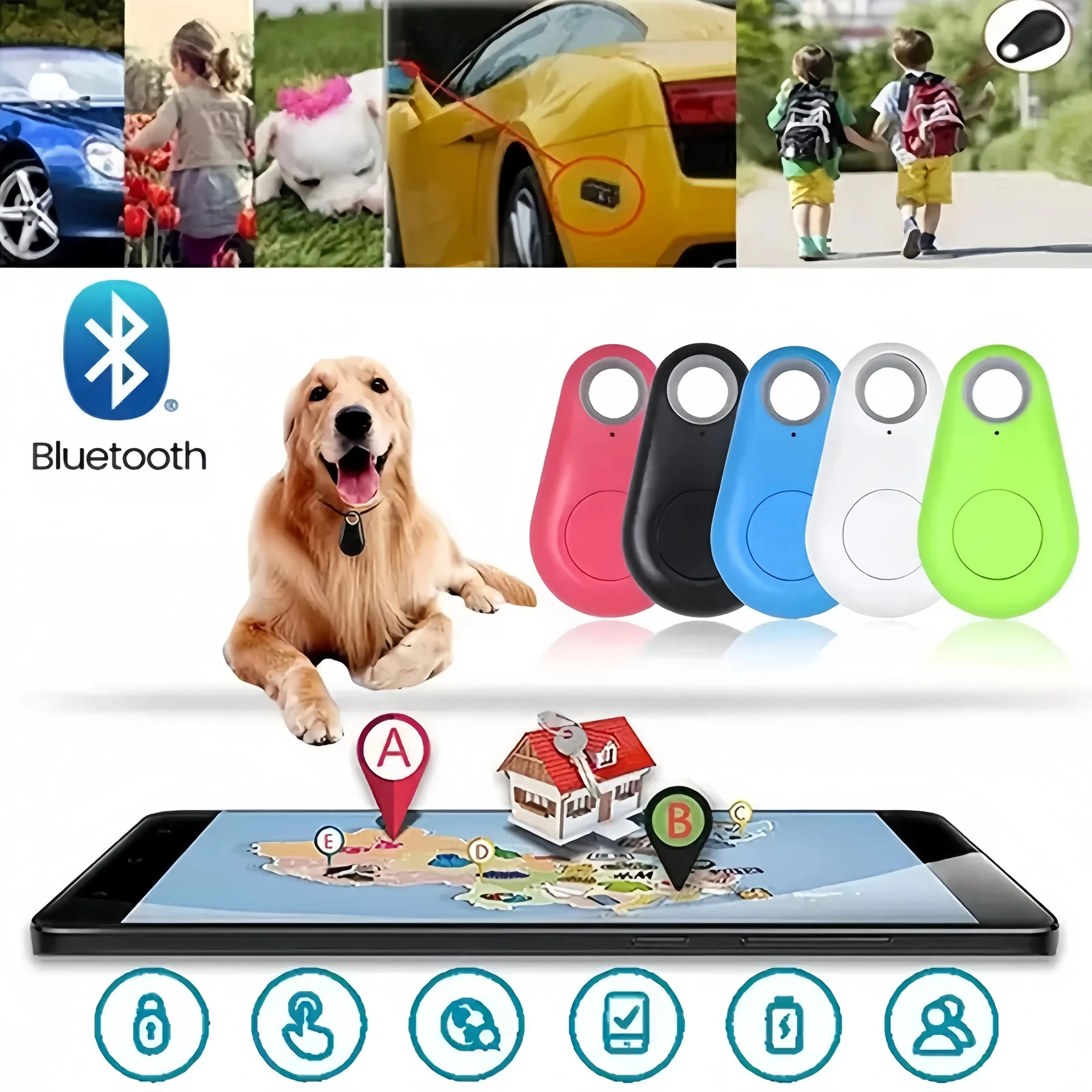 Mini traqueur GPS Bluetooth pour l'extérieur, dispositif anti-perte, portefeuille pour animaux de compagnie, suivi, positionnement bidirectionnel, Kub, Android, localisateur intelligent, accessoire