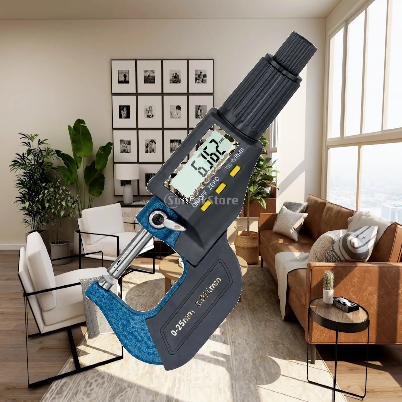 High Precision Electronic Micrometer Digital Caliper with Steel Frame LCD Readout for Industrial Machining and Inspection