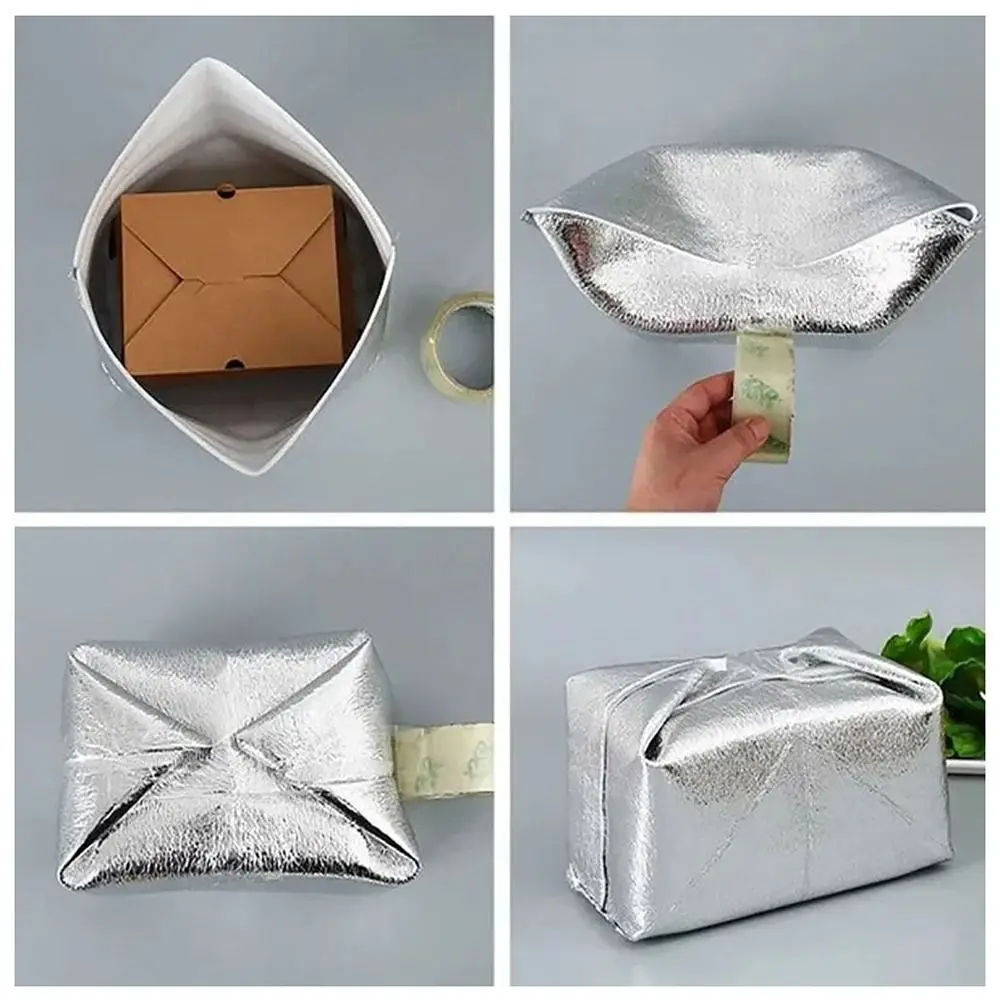 40Pcs/Pack 3mm Thickened Aluminum Foil Bag Food Thermal Ice Cold Warm Insulation Bag with Closure Cooler Bag Delivery Carrier