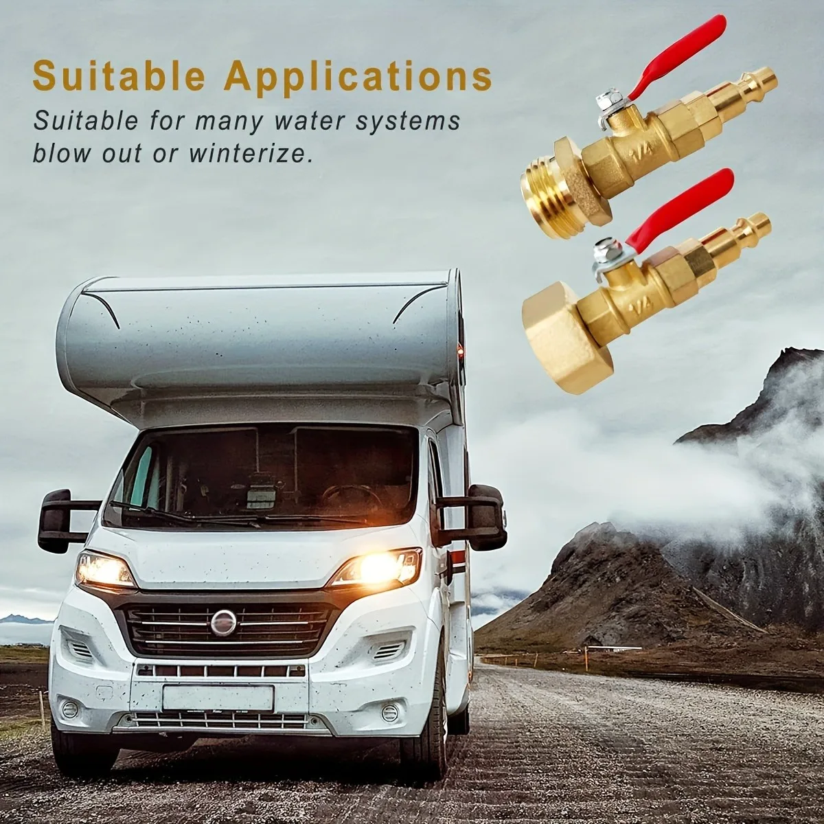 

1PC RV Winterize Quick Adapter - Easy Blowout with 1/4" Quick Connect Plug, 3/4" Threading, and Ball Valve for Convenient
