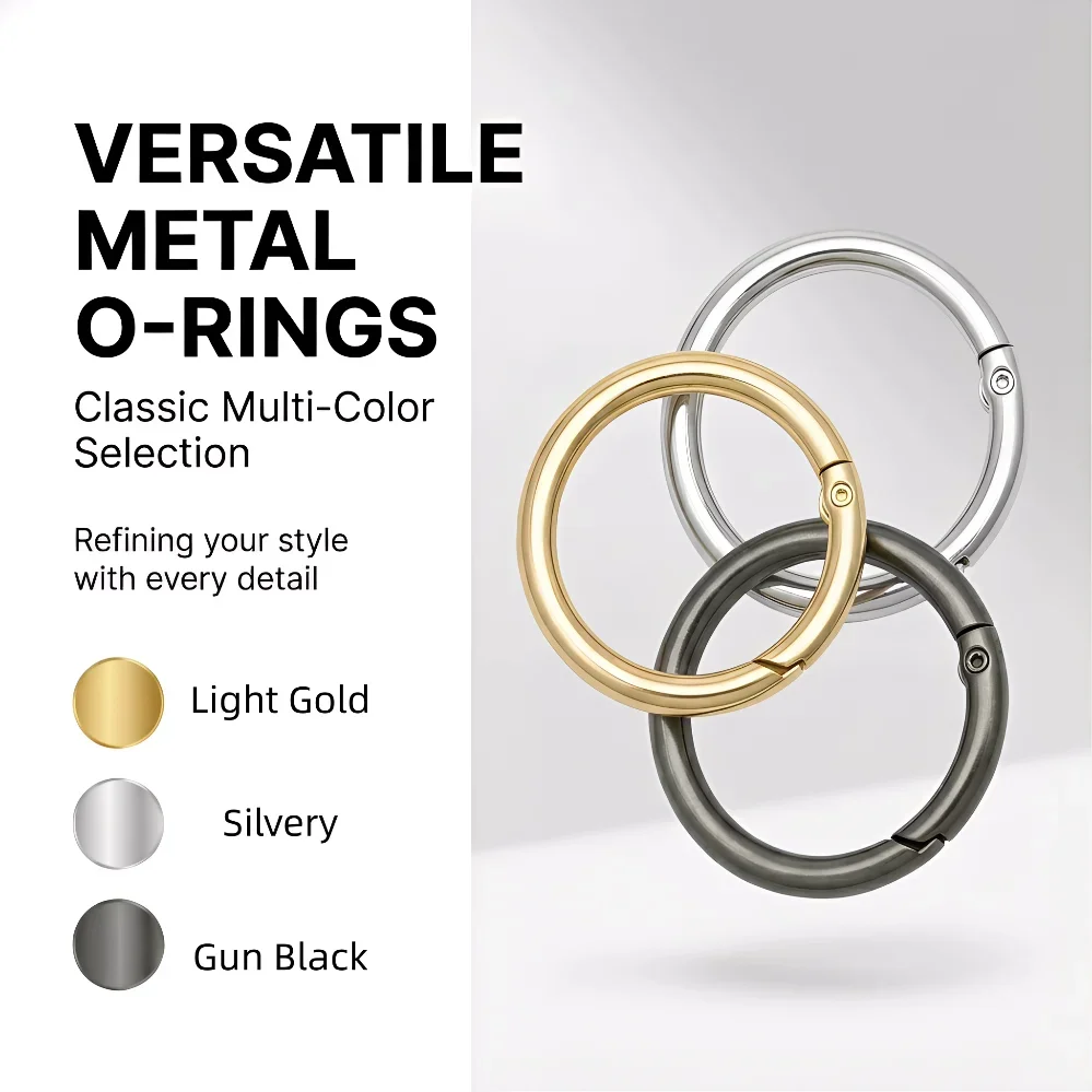 5/10/20/100Pcs Zinc Alloy Spring 16-38mm O Rings Clip Keychain Round Carabiner Clips Keyrings Snap Buckle for Purse Bag Lanyard