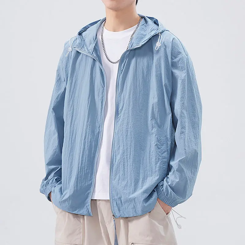 

Men's Clothing Modest Blue Cover Up Summer Lightweight Breathable Loose Fit Outdoor Office Appropriate Sun Protection