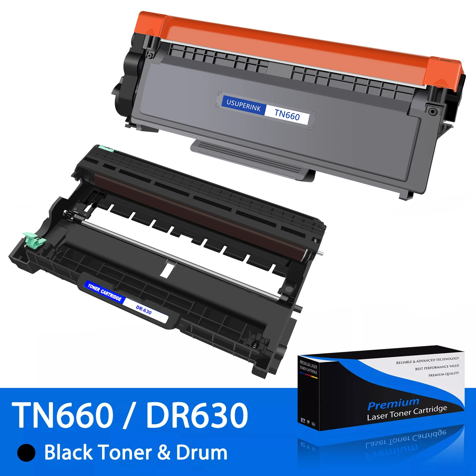 TN660 DR630 Black Toner Cartridge Compatible for Brother MFC-L2700DW HL-L2300D HL-L2320D HL-L2360DW MFC-L2740DW Printer