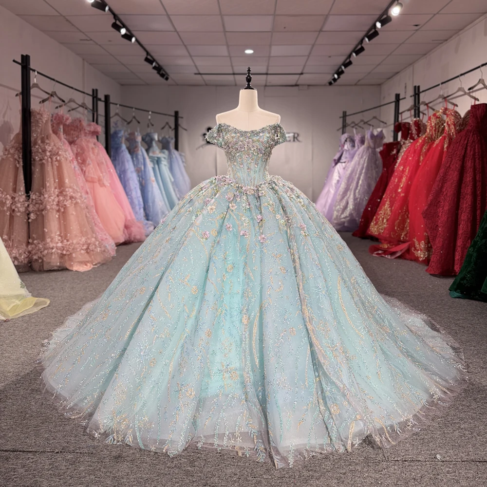 

Princess Off Shoulder Short Sleeves Quinceañera Dresses Appliques Sweet 16 Gowns Customized vestidos de 15 años quinceañeras