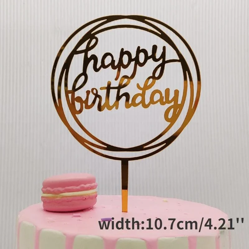 5 pcs Gold Acrylic Cake Topper 5pcs Happy Birthday Cake Topper Cake Decoration Supplies for Birthday Decorations