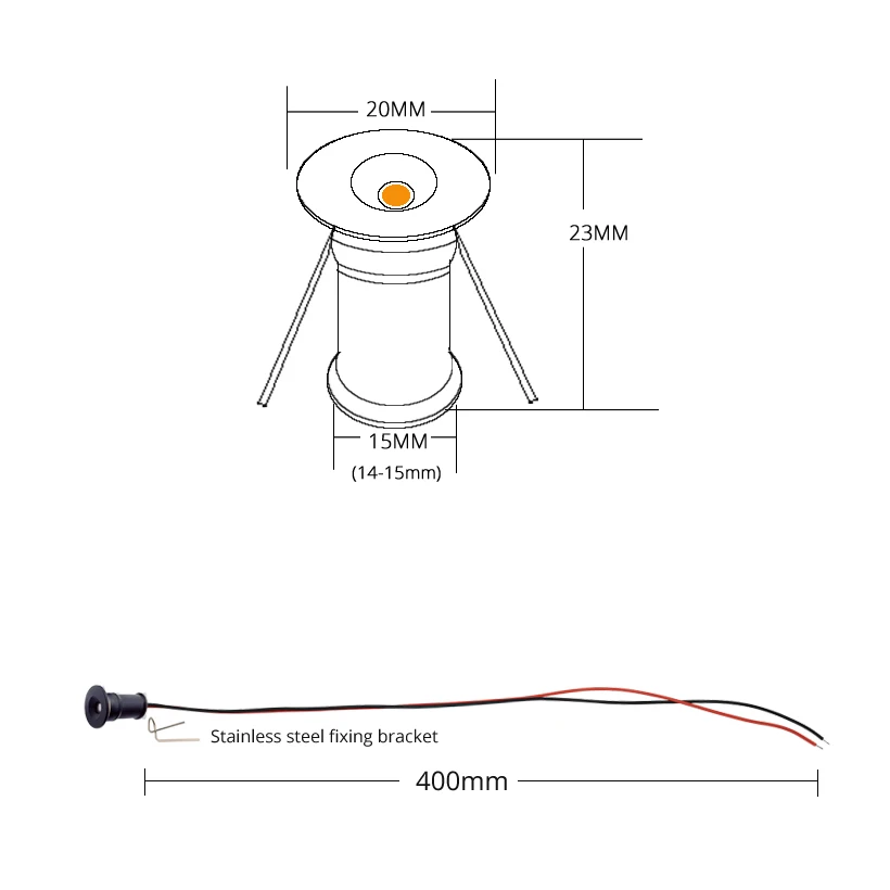 

Waterproof 1W Mini LED spotlight 12V Black 15mm Dimmable Light Perfect Showcases Displays Ceiling Accents Decor