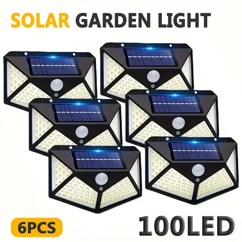 

1~12PCS 100 LED Solar Wall Lamp 4 Sides Luminous With Motion Sensor Outdoor Garden Courtyard Waterproof Wall Light