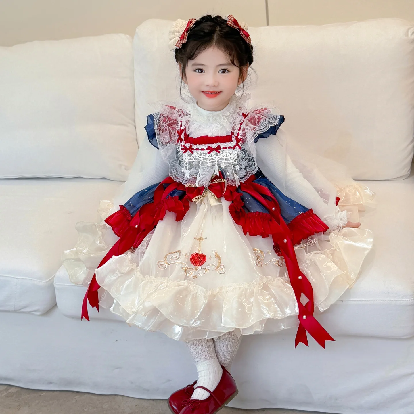 Vestido de Anime para chicas Lolita, falda de malla acampanada estilo princesa de Disney, Blancanieves, dulce y bonito para las cuatro estaciones, Kawaii, novedad de 2026