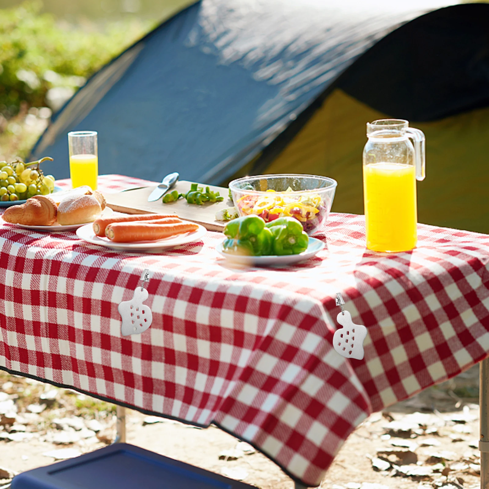 

4 PCS Table Cloth Clamp Creative Tablecloth Clips Picnic with Cover Stainless Steel for