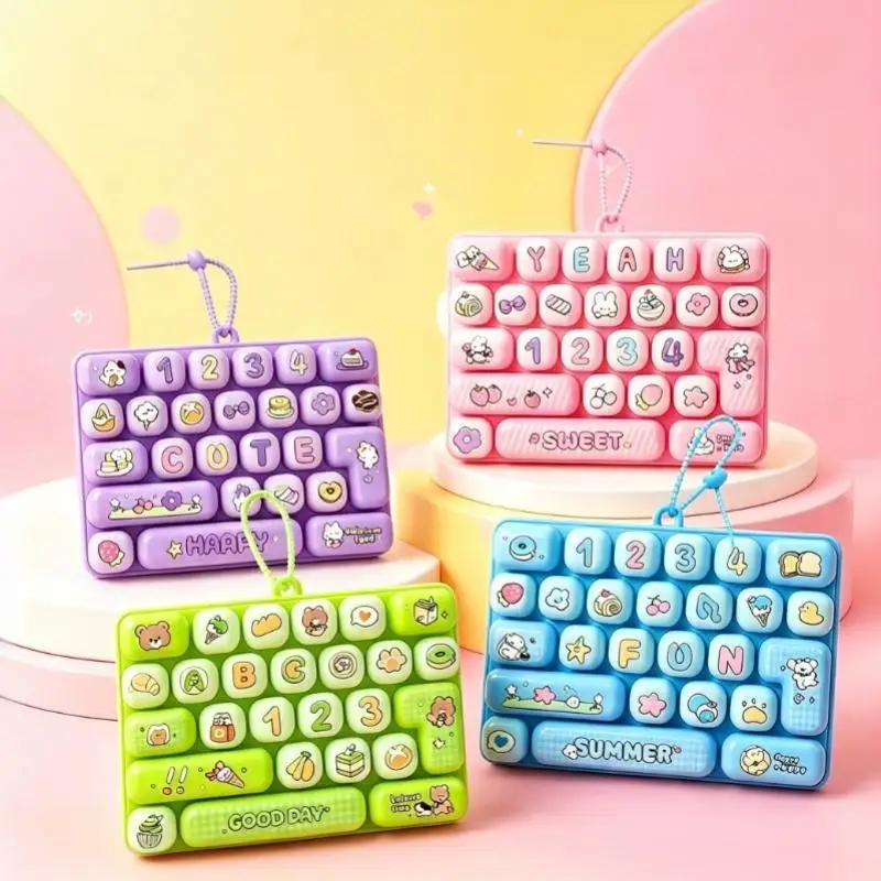 Funny 26-key Keyboard Keycap Clicker Keychain Fidget Push Squeeze Stress Anxiety Relief Decompression Sensory Bag Charm Gift