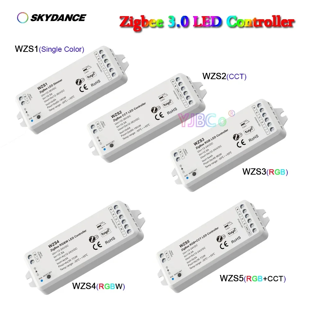 Skydance Tuya APP Single Color Dimming/CCT/RGB/RGBW/RGBCCT ZigBee 3.0 LED Strip Controller 12V 24V DC light tape Dimmer