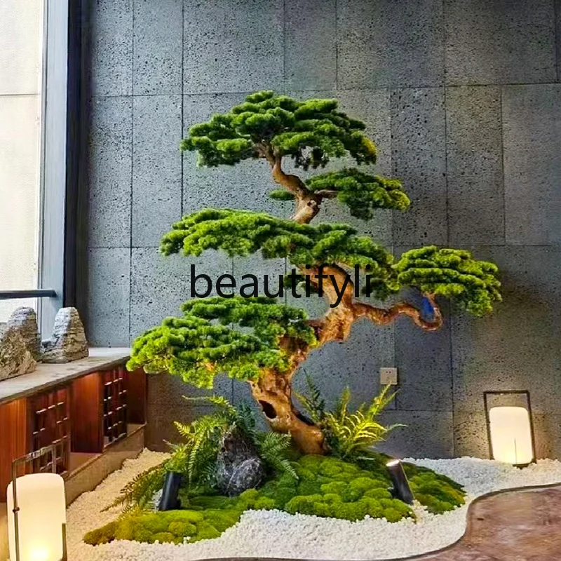 Simulated welcome pine tree new Chinese style large indoor and outdoor decoration window green plant landscaping view