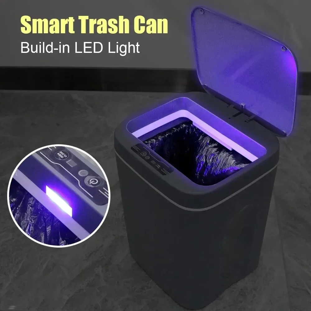 16L Automatic Sensor High-End Trash Can Contactless Smart Trash Can USB Charging Kitchen Bathroom Waterproof Trash Can