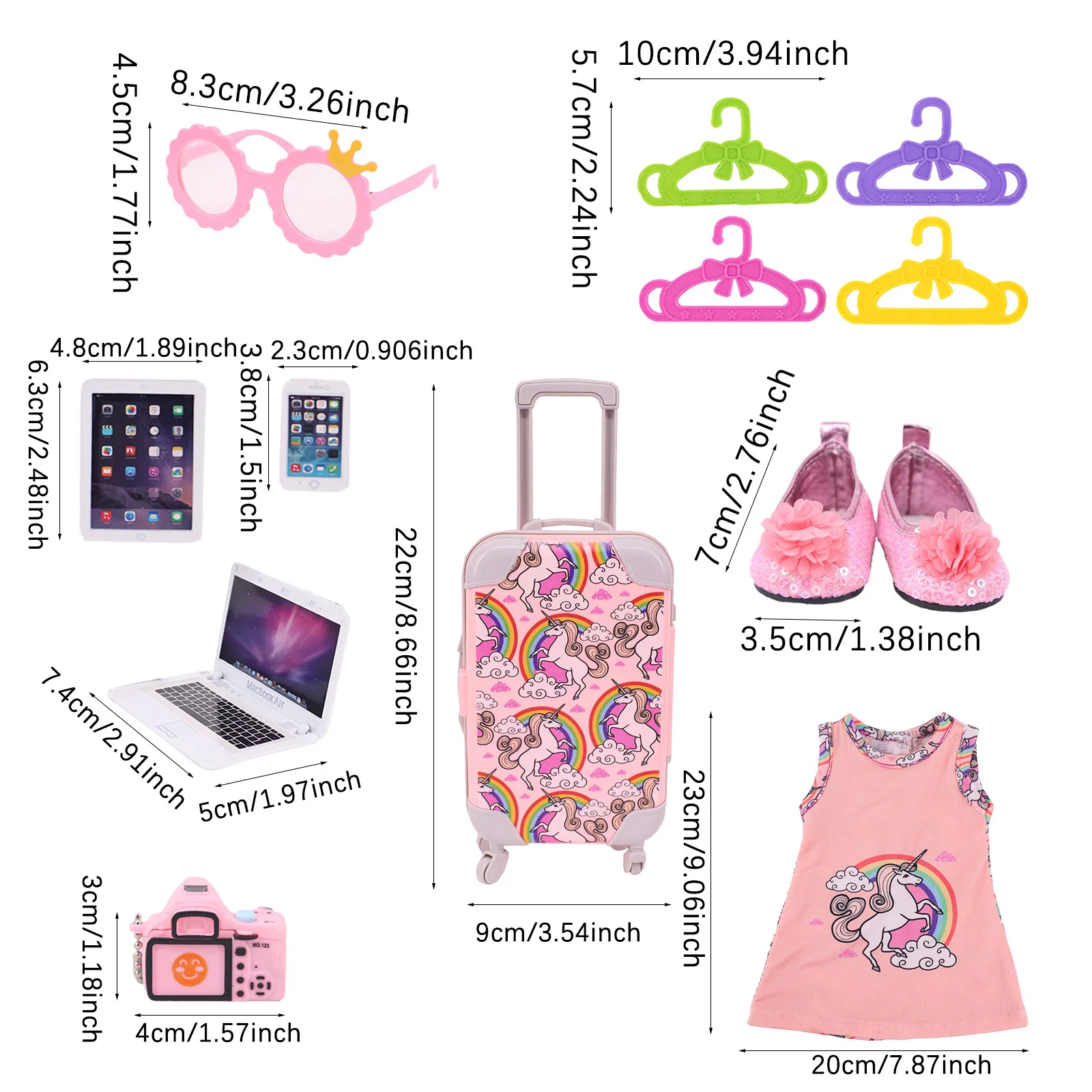 Dress Doll Clothes 12&14sets For 16-18Inch&40-45cm Baby New Born Doll Brilliant Party Reunion Doll Skirt American Doll Girl Gift