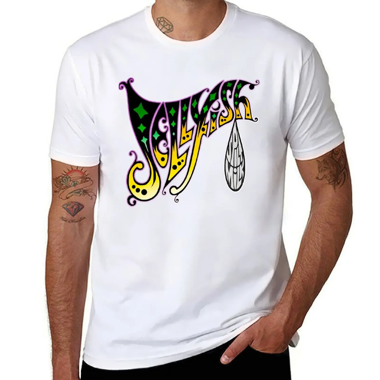 

Spilt Milk jellyfish T-Shirt man t shirt graphic black cotton t-shirt plain for man package T-Shirt