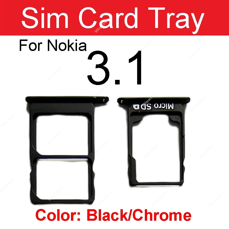 Peças de reparo do suporte do cartão Sim para Nokia 3 3.1 3.1 Plus Adaptador de bandeja de cartão Sim Peças Pone