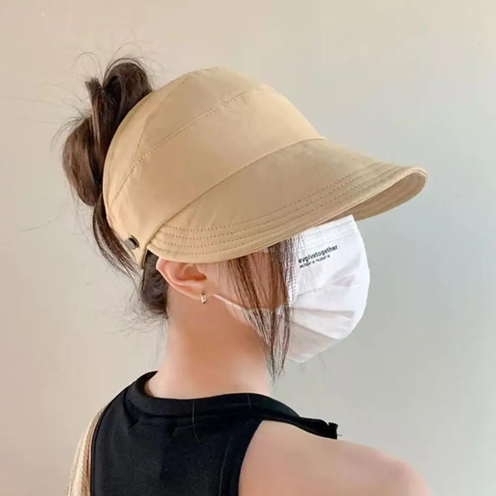 Summer Empty Cap Breathable Ponytail Hole UV Protection Bucket Hat Foldable Windproof Cap Quick Dry Hat For Women Outdoor Hat