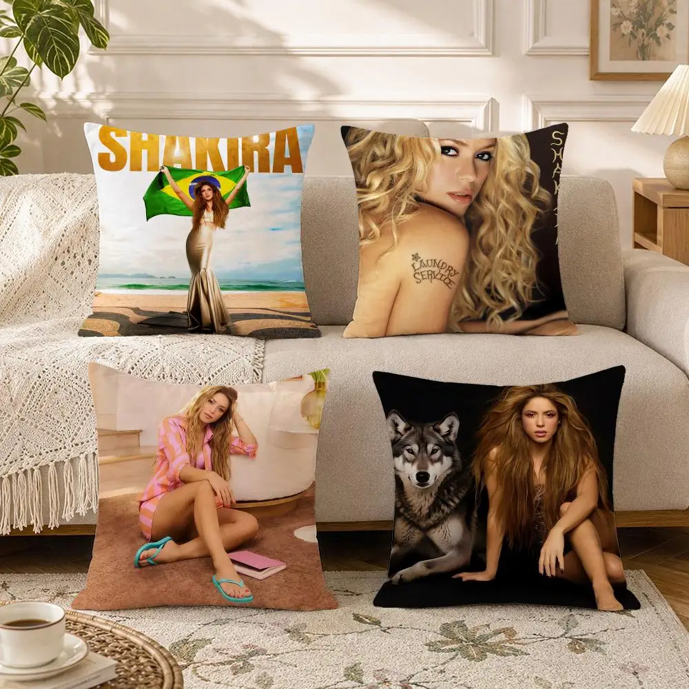 Celebrity-ShakiraS Cushion Cover Soft Square Throw Pillow Covers Set for Sofa Bedroom Car Home Decoration