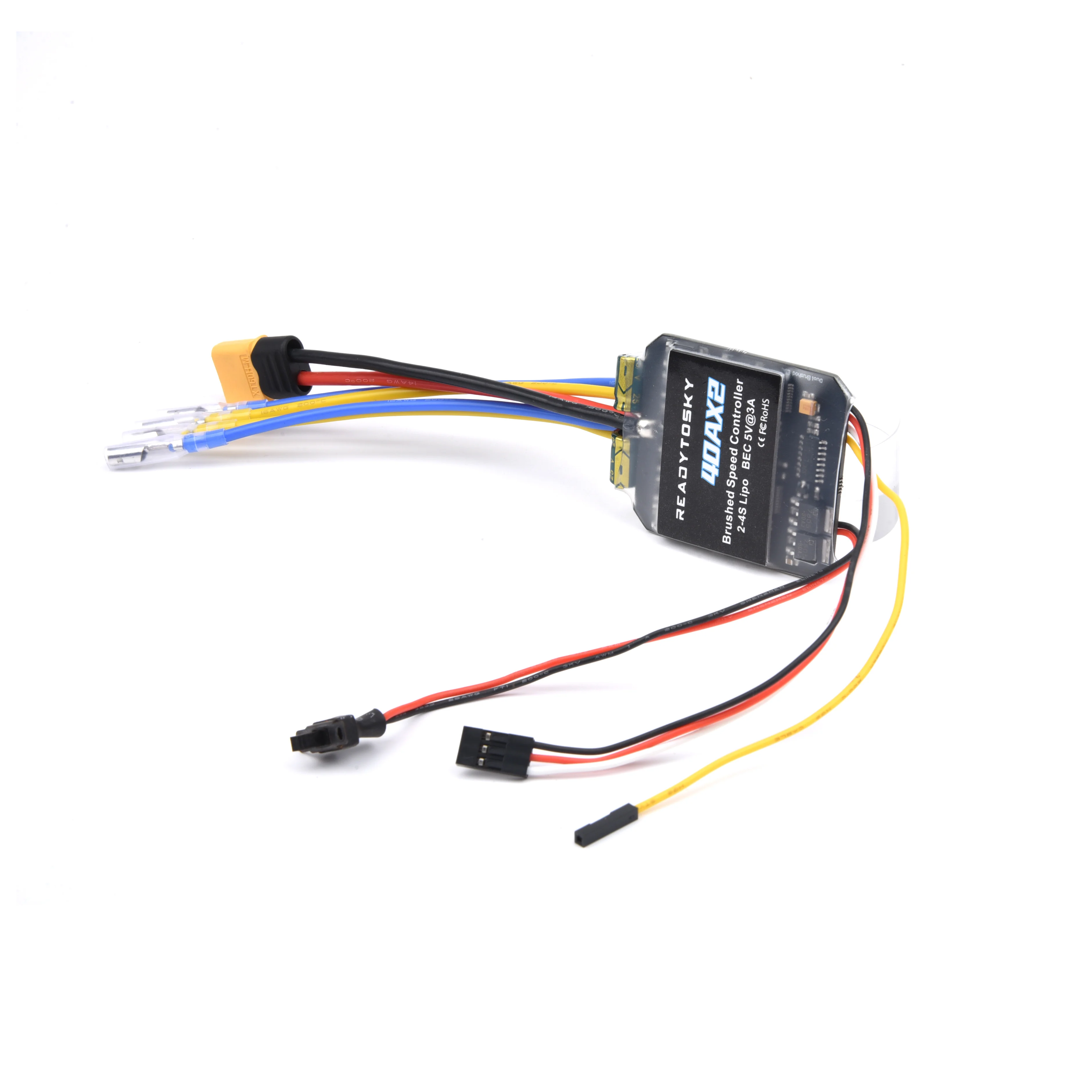 40A Dual Way Bidirectional Brushed Electric Speed Controller 40A x 2 Mixed Control ESC 6-15V for RC Tank/Speed Difference Boat