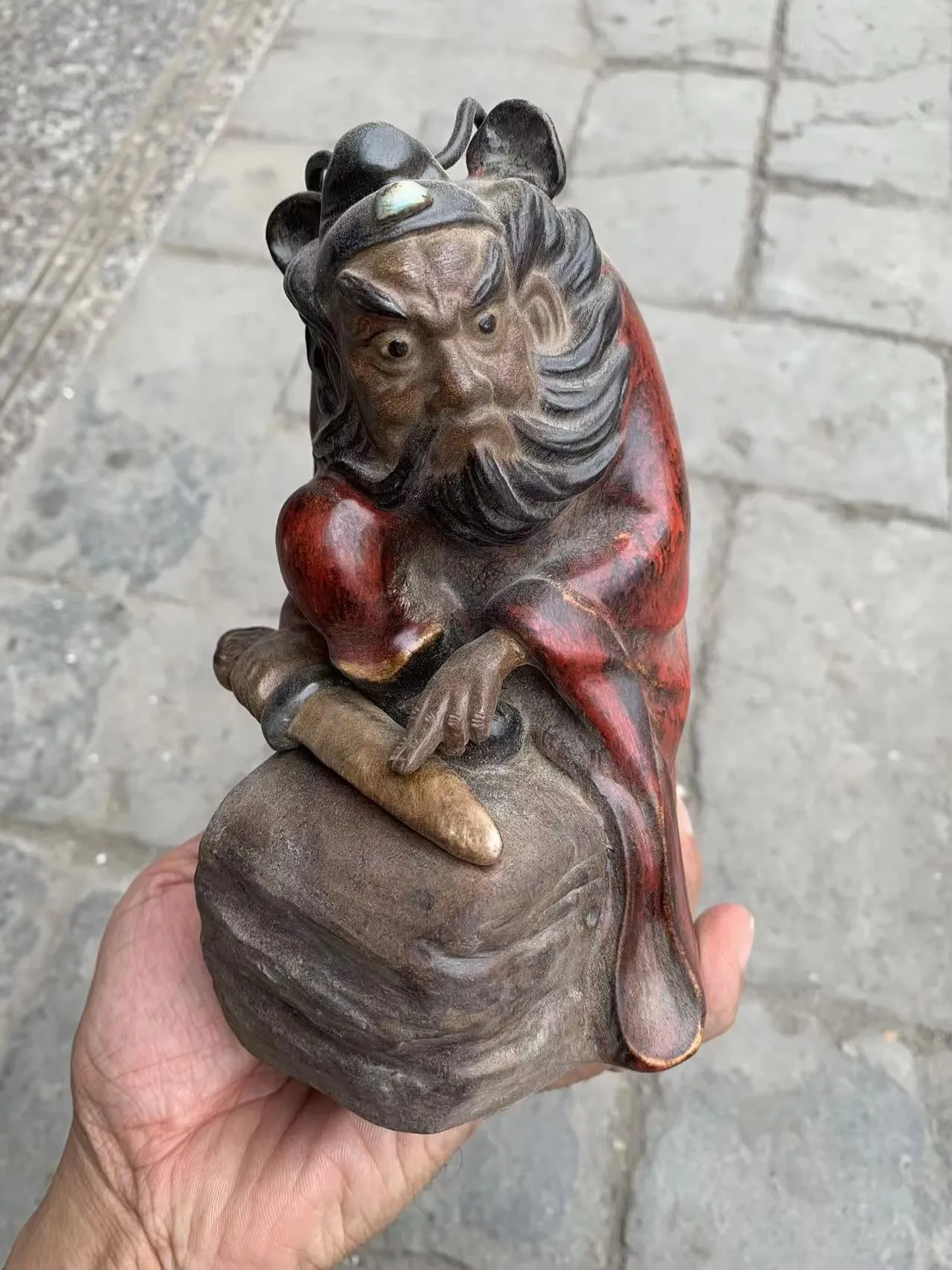 Decoration of Chinese the Zhong Kui was drunk Statue Ceramic Figure---Shiwan Kiln porcelain