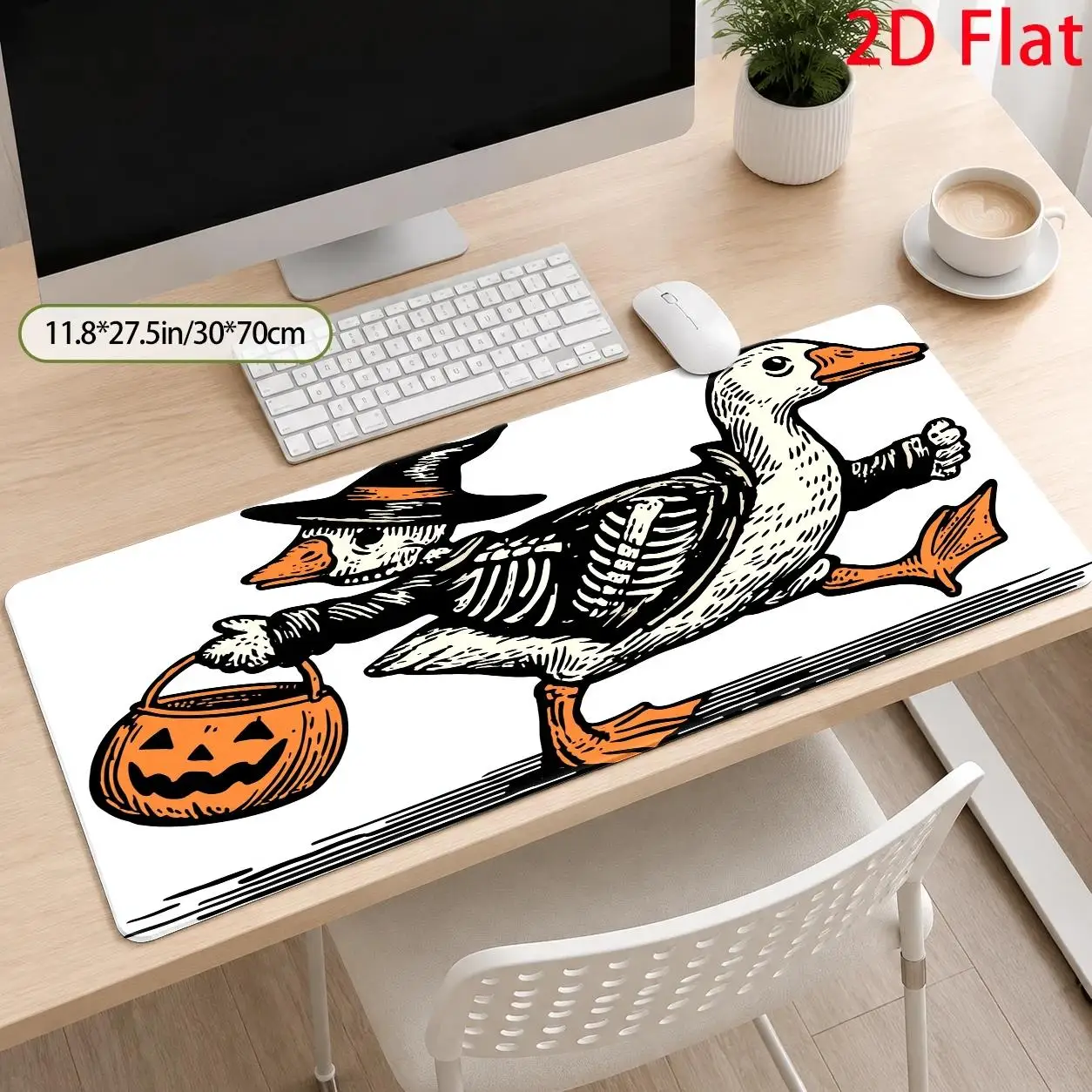 Large Gothic Goose Skeleton Desk - Vintage Spooky Trick-or-Treat Mouse Pad Suitable for Home Office, Gaming Room, Dormitory, Stain-Resistant Machine Washable
