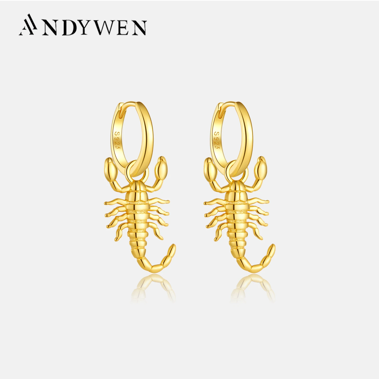 ANDYWEN 100% 925 Sterling Silver Big Spider Pendant Drop Animal Drop Earring New 2023 Fashion Women Party Wedding Jewerly